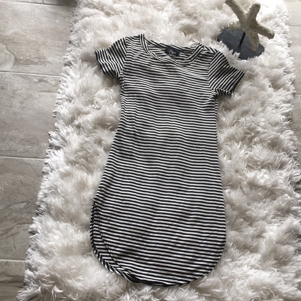 Black and white stripped mini dress
